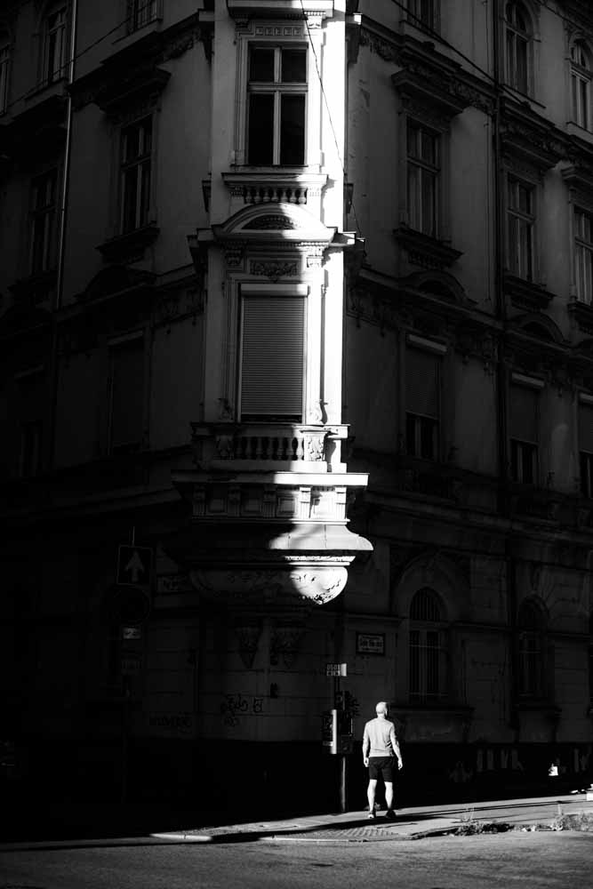 Concrete architecture catching evening light